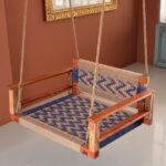 Furnshine - Judson Single Seater Armrest Backrest Swing (Earthy Beige & Blue) - Image 3