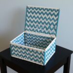 Furnshine - Anson Handwoven Blue & White Storage Basket With Lid – Eco-Friendly Multipurpose Organizer