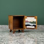 Furnshine - Ebba Single Door Solid Wood Handwoven Sunset Art Design Sideboard Table (Teak Finish) - Image 4