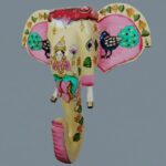 Furnshine - Handcrafted Lakshmi Elephant Wooden Wall Hanging - Pink Peacock Rajasthani Vastu Decor