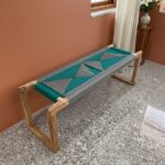 Furnshine - Doe Solid Wood Handwoven Bench (Teal Green & Grey)