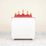 Furnshine - Handcrafted Wooden Pooja Mandir for Home – Red White Gold Temple with Drawer & Jaali Doors for Home and Office Décor - Image 6