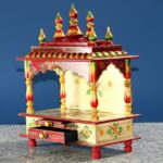 Furnshine - Rajasthani Handcrafted Wooden Temple Mandir with Drawer for Home & Office Pooja (15 x 8 x 18 inch, Multicolor) - Image 2