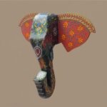 Furnshine - Handcrafted Wooden Painted Elephant Face Wall Hanging | Traditional Ethnic Home Décor