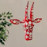 Furnshine - Vibrant Handcrafted Red Wooden Bull Face Wall Hanging for Ethnic Home Décor