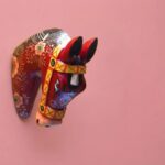Furnshine - Hand-Painted Wooden Horse Head Wall Hanging | Red Floral Rajasthani Art Jodhpur Handicraft Home & Wall Decor