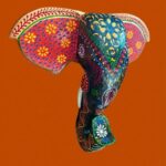 Furnshine - Handcrafted Wooden Painted Elephant Face Wall Décor | Traditional Hand-Painted Folk Art Wall Hanging for Home & Office Decoration