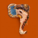Furnshine - Handcrafted Wooden Painted Elephant Face Wall Décor | Traditional Hand-Painted Folk Art Wall Hanging for Home & Office Decoration
