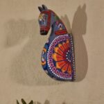 Furnshine - Hand-Painted Wooden Horse Face Wall Hanging for Vibrant Rajasthani Home Décor