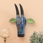 Furnshine - Handcrafted Wooden Painted Cow Face Wall Décor | Traditional Indian Folk Art Home Decoration