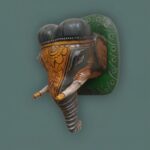 Furnshine - Hand-Painted Wooden Elephant Face Wall Hanging | 5 x 5 x 10 inch Jodhpur Art Home & Festive Decor Piece