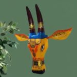 Furnshine - Handcrafted Wooden Painted Cow Face Wall Hanging - Vibrant Rajasthani Ethnic Home Decor 14 Inch ​