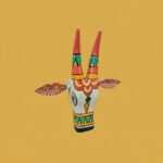 Furnshine - Handcrafted Multicolor Wooden Cow Face Wall Hanging 10" - Rajasthani Tribal Art Decor