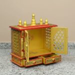 Furnshine - Hand-Painted Wall Mounted Solid Wood Home Temple | Traditional Wooden Pooja Mandir