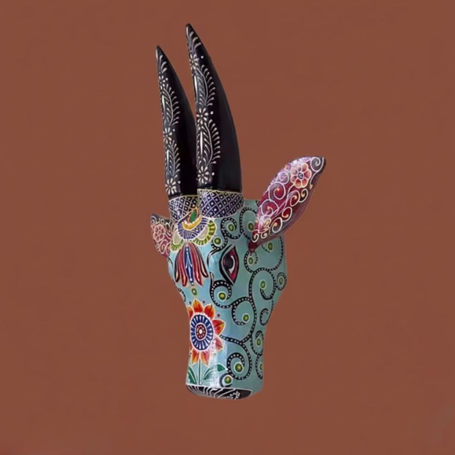 1 Furnshine - Hand Painted Wooden Bull Face Wall Hanging | 13.5x13.5 Inch Rajasthani Nandi Art Decor for Pooja, Living Room, Festive Gifting - Made in India - Image 1