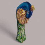 Furnshine - Hand Painted Blue Wooden Peacock Wall Hanging | 11x5 Inch Rajasthani Tribal Decor for Living Room, Pooja, Diwali Gifts