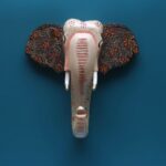 Furnshine - Handcrafted Wooden Elephant Face Wall Hanging - Pink Floral Rajasthani Art Decor
