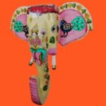 Furnshine - Handcrafted Lakshmi Elephant Wooden Wall Hanging - Pink Peacock Rajasthani Vastu Decor - Image 2