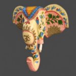 Furnshine - Handcrafted Om Symbol Wooden Elephant Face Wall Hanging - Pink Blue Rajasthani Spiritual Decor - Image 2