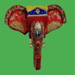 Furnshine - Handcrafted Red Wooden Elephant Face Wall Décor | Traditional Rajasthani Hand-Painted Spiritual Home Decoration - Image 2