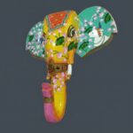 Furnshine - Handcrafted Yellow Krishna Elephant Face Wall Hanging - Green Floral Rajasthani Divine Decor - Image 2