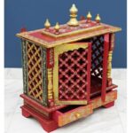 Furnshine - Handcrafted Wooden Pooja Mandir with Drawer Storage | Solid Wood Home Temple for Pooja Room | Traditional Rajasthani Jaali Design, Multicolor Finish, Decorative Pillars & Shikhar Top - Image 2