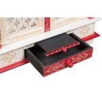 Furnshine - Handcrafted Wooden Pooja Mandir for Home – Red White Gold Temple with Drawer & Jaali Doors for Home and Office Décor - Image 5