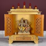 Furnshine - Handpainted Golden Rajasthani Wooden Temple Mandir, 18x12x24 Inch Pooja Mandir with Jaali Doors & Storage Drawer for Home and Office. - Image 4