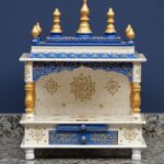 Furnshine - Handcrafted Wooden Home Temple Mandir with Drawer – White & Blue Pooja Mandir for Home - Image 2