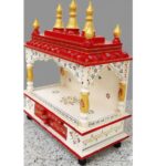 Furnshine - Wooden Pooja Mandir for Home – Red & White Rajasthani Design Temple with Drawer Storage - Image 2