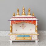 Furnshine - Handcrafted Wooden Pooja Mandir for Home | Colorful Traditional Temple with Hand-Painted Design & Golden Kalash Dome - Image 2