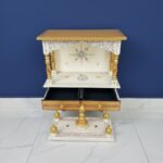 Furnshine - Wooden Temple for Home Pooja Mandir with Hand‑Painted White & Gold Finish, Drawers Storage, Wall‑Mount/Countertop Pooja Mandap for Living Room & Office Decor - Image 2