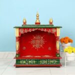Furnshine - Red Green Wooden Temple with Drawers for Home Pooja Mandir Décor​ - Image 2