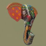 Furnshine - Handcrafted Wooden Painted Elephant Face Wall Hanging | Traditional Ethnic Home Décor - Image 2