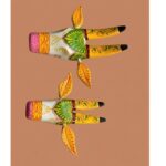 Furnshine - Hand-Painted Wooden Cow Face Wall Hanging Set of 2 | Vibrant Tribal Art Rajasthani Handicraft Home & Festive Decor - Image 2