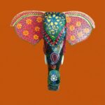 Furnshine - Handcrafted Wooden Painted Elephant Face Wall Décor | Traditional Hand-Painted Folk Art Wall Hanging for Home & Office Decoration - Image 2