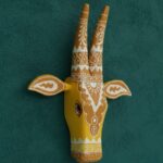 Furnshine - Handcrafted Wooden Painted Cow Face Wall Décor | Yellow Folk Art Wall Hanging for Home & Pooja Room - Image 2