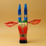 Furnshine - Hand-Painted Rajasthani Wooden Cow Face Wall Hanging | 14x3.5x14 Inch Red Blue Gold Tribal Art Home Decor - Image 2