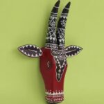 Furnshine - Handcrafted Red Wooden Painted Cow Face Wall Hanging 10 Inch - Rajasthani Tribal Art Home Decor - Image 2