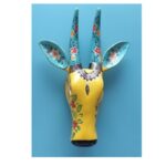 Furnshine - Hand Painted Yellow Wooden Cow Head Wall Hanging | 14x14 Inch Rajasthani Ethnic Decor for Pooja Room, Living Wall, Diwali Gifts - Image 2