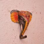Furnshine - Hand Painted Orange Wooden Ganesha Elephant Face Wall Hanging | 12x12 Inch Rajasthani Religious Decor for Pooja Room, Diwali - Image 2