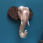 Furnshine - Handcrafted Wooden Elephant Face Wall Hanging - Pink Floral Rajasthani Art Decor - Image 2