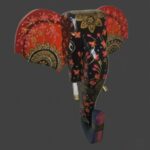 Furnshine - Handcrafted Red Mandala Wooden Elephant Face Wall Hanging - Rajasthani Vastu Decor - Image 2