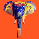 Furnshine - Handcrafted Blue Ganesha Wooden Elephant Face Wall Hanging - Rajasthani Floral Vastu Decor - Image 2