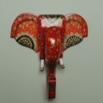 Furnshine - Handcrafted Red Gold Mandala Wooden Elephant Face Wall Hanging - Rajasthani Vastu Decor - Image 2