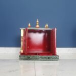 Furnshine - Handcrafted Wooden Pooja Mandir | Traditional Rajasthani Temple for Home | Jaali Doors, Drawer Storage, Decorative Pillars | Red, Green & Gold Finish Home Temple for Pooja Room & Gifting - Image 3