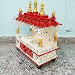 Furnshine - Wooden Pooja Mandir for Home – Red & White Rajasthani Design Temple with Drawer Storage - Image 3