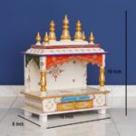 Furnshine - Handcrafted Wooden Pooja Mandir for Home | Colorful Traditional Temple with Hand-Painted Design & Golden Kalash Dome - Image 3