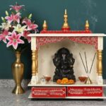 Furnshine - Wooden Temple Mandir for Home | Handcrafted White, Red & Gold Pooja Mandap with Drawers - Image 3