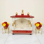 Furnshine - Wooden Temple Mandir for Home | Handcrafted White, Red & Gold Pooja Mandap with Drawers - Image 3